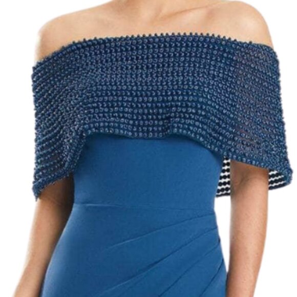 NWT Alexander by Daymor 1883F23 Jersey Evening Dress Blue Size 14 and Size 16 - Picture 2 of 7